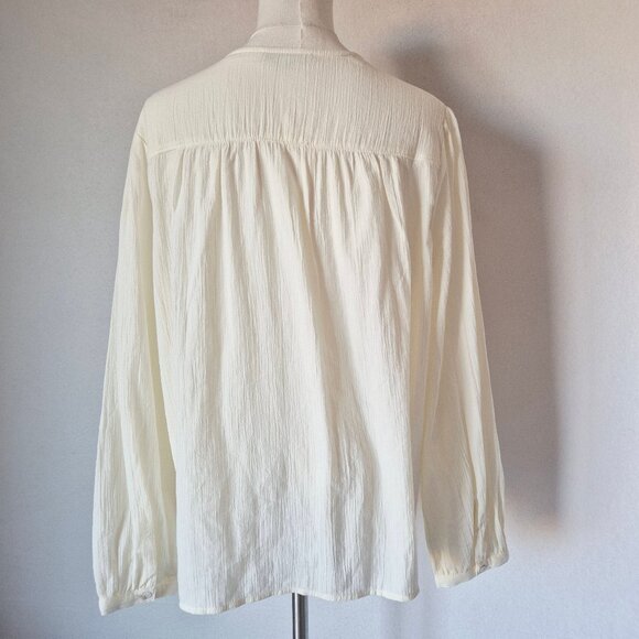 NWoT Madewell Crinkle Eyelet Trim Button-Front Blouse Cotton Ivory NG899 - Picture 6 of 14